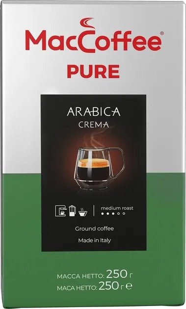 Кофе натуральный жареный молотый MacCoffee Pure Arabica Crema 250 г (8887290146159)